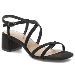Czarne Sandały Tamaris Eleganckie Obuwie Damskie. Czarne sandały Tamaris, bez wzorów, eleganckie, bez obcasa, na obcasie, bez zapięcia. Za 215.99 zł.