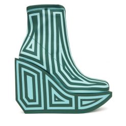 Botki United Nude. Zielone botki United Nude, bez wzorów, bez obcasa, na koturnie, bez zapięcia. Za 1,899.00 zł.