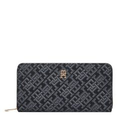 Duży Portfel Damski Tommy Hilfiger. Czarne portfele TOMMY HILFIGER, bez wzorów. Za 319.99 zł.