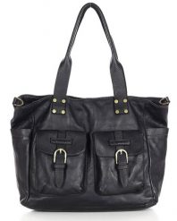 Shopperka skórzana MARCO MAZZINI czarna v232a. Czarne shopper bez wzorów, ze skóry, bez dodatków. Za 569.05 zł.