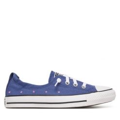 Trampki Converse. Niebieskie trampki Converse, bez wzorów, bez zapięcia. Za 249.99 zł.