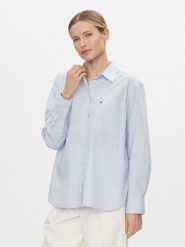 Tommy Hilfiger Koszula Essential WW0WW41410 Błękitny Regular Fit. Niebieskie koszule TOMMY HILFIGER, bez wzorów, z bawełny, bez kołnierzyka, bez ramiączek. Za 299.99 zł.