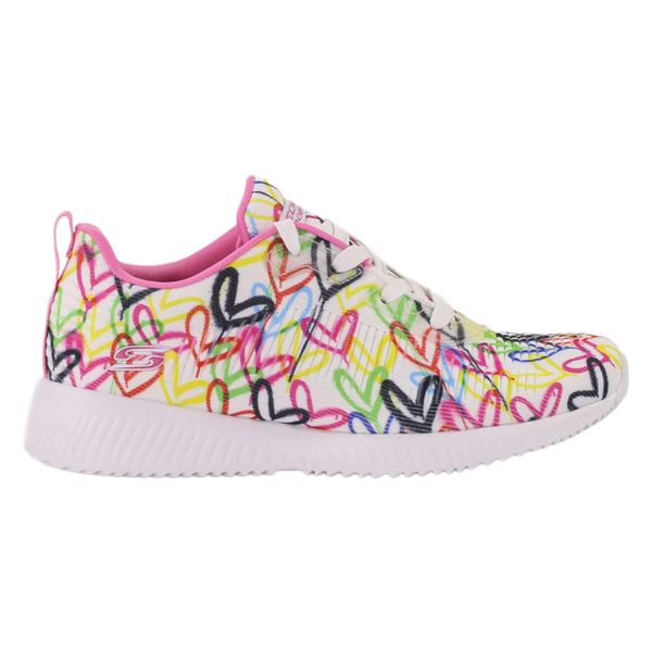Buty na co dzień damskie SKECHERS BOBS SQUAD sportowe ozdobne. Białe obuwie sportowe Skechers, bez zapięcia, trekkingowe, Skechers Sport. Za 243.00 zł.