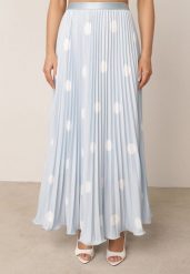 Niebieska Rozkloszowana Spódnica w Stylu Retro Plisowana w Grochy Kasosa. Niebieskie spódnice Born2be, na co dzień, m, bez wzorów, eleganckie, maxi, dopasowane. Za 119.99 zł.