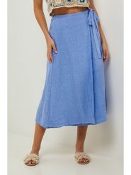 Lin Passion Lniana spódnica w kolorze błękitnym rozmiar: 40/42. Niebieskie spódnice Lin Passion, bez wzorów, ze lnu, klasyczne, midi, rozkloszowane. Za 214.95 zł.