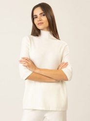 APART Wełniana koszulka w kolorze kremowym rozmiar: L. Brązowe bluzki Apart, l, bez wzorów, z wełny, bez kołnierzyka, bez ramiączek. Za 233.33 zł.