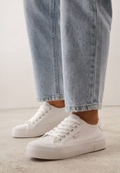 Białe Trampki VICES z Napisem Rioselle. Białe trampki Renee, bez wzorów, z dresówki, bez zapięcia. Za 69.99 zł.