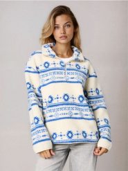Bluza sherpa ze stójką na zamek - wielobarwny. Bluzy Sinsay, l, bez wzorów, bez kaptura. Za 69.99 zł.