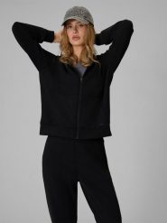 4F Bluza dresowa regular z kapturem damska - czarna XXL. Czarne bluzy 4f, xxl, bez wzorów, z dresówki, z kapturem. Za 169.99 zł.