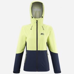 Kurtka przeciwdeszczowa damska Millet Fitz Roy Jkt W. Niebieskie kurtki sportowe Millet, l, bez wzorów, bez kaptura, trekkingowe. W wyprzedaży za 622.05 zł.