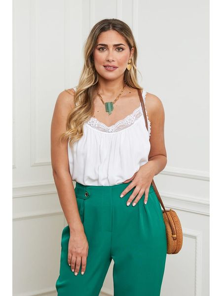 Plus Size Company Top w kolorze białym rozmiar: 44. Białe topy Plus Size Company, plus size, bez wzorów, z koronki, bez kołnierzyka, bez ramiączek. Za 69.91 zł.