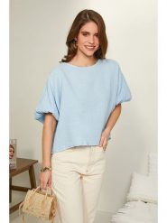 Rodier Lin Lniana bluzka w kolorze błękitnym rozmiar: XL/XXL. Niebieskie bluzki Rodier Lin, xl, bez wzorów, ze lnu, bez kołnierzyka, bez ramiączek. Za 112.29 zł.
