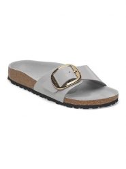 Birkenstock Skórzane klapki "Madrid" w kolorze szarym rozmiar: 39. Szare klapki Birkenstock, bez wzorów, z otwartym noskiem, bez obcasa. Za 539.45 zł.