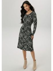 Aniston Sukienka w kolorze czarno-beżowym rozmiar: 46. Brązowe sukienki Aniston, na co dzień, bez wzorów, z wiskozy, bez kołnierzyka, bez ramiączek, midi, proste. Za 84.01 zł.