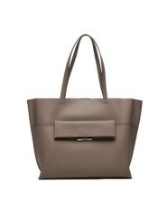 Calvin Klein Torebka Linear K60K612556 Beżowy. Brązowe shopper Calvin Klein, bez wzorów, ze skóry, bez dodatków. Za 379.99 zł.