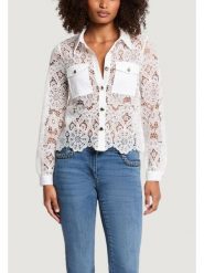 Morgan Koszula 251-CIVI Biały Regular Fit. Białe bluzki Morgan, bez wzorów, z syntetyku, bez kołnierzyka, bez ramiączek. Za 359.99 zł.