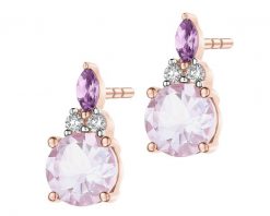 Kolczyki z różowego złota z brylantami i ametystami - próba 585. Czerwone kolczyki Apart, z ametystem, złote. Za 2,259.00 zł.