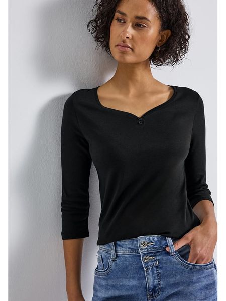 Cecil Koszulka w kolorze czarnym rozmiar: 36. Czarne bluzki Cecil, bez wzorów, bez kołnierzyka, bez ramiączek. Za 56.79 zł.