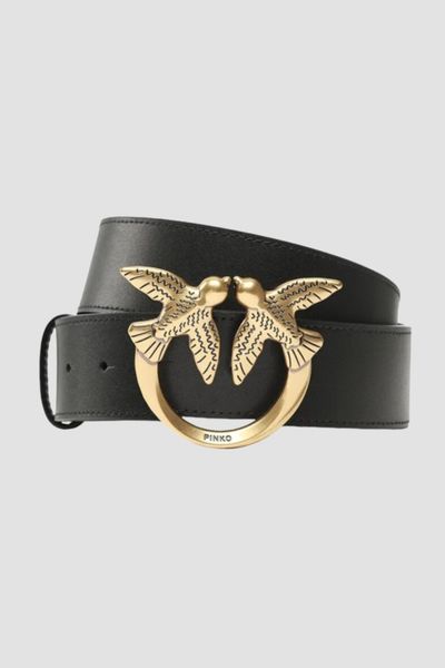 PINKO Czarny pasek damski Love Berry H4 Belt, Rozmiar M. Czarne paski Pinko, bez wzorów. W wyprzedaży za 474.99 zł.