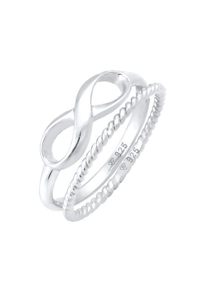 Elli Infinity Stapelring Twisted 2er Set 925 Silber Pierścionki 1 ct Damski. Pierścionki Elli, srebrne. Za 208.99 zł.