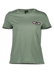 Vero Moda Koszulka "Tessfrancis" w kolorze zielonym rozmiar: XS. Zielone bluzki Vero Moda, xs, bez wzorów, z bawełny, bez kołnierzyka, bez ramiączek. Za 19.58 zł.