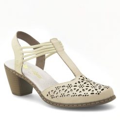 Sandały Rieker. Białe sandały Rieker, bez wzorów, bez obcasa, na słupku, bez zapięcia. Za 289.99 zł.