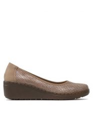 Go Soft Półbuty WS3392-1 Beżowy. Brązowe czółenka GO SOFT, bez wzorów, ze skóry, bez obcasa, na koturnie, bez zapięcia. Za 109.99 zł.