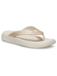 Crocs Japonki "Getaway Glitter" w kolorze beżowym rozmiar: 39/40. Brązowe klapki Crocs, bez wzorów, z otwartym noskiem, bez obcasa. Za 144.58 zł.