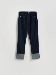Jeansy straight fit - granatowy. Niebieskie jeansy Reserved, bez wzorów. Za 139.99 zł.