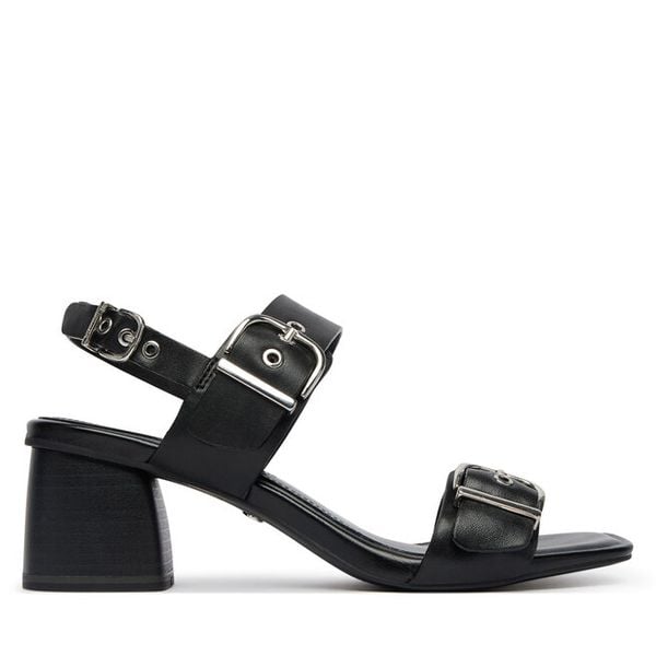 Sandały Tamaris. Czarne sandały Tamaris, bez wzorów, bez obcasa, na słupku, bez zapięcia. Za 369.99 zł.