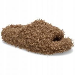 Klapki Dla Dorosłych Crocs Classic Duudle Fur Slide. Brązowe klapki Crocs, bez wzorów, z materiału, bez obcasa. Za 230.99 zł.
