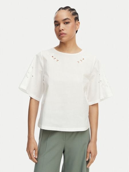 Weekend Max Mara Bluzka Targa 2615941102 Biały Regular Fit. Białe bluzki Weekend Max Mara, m, bez wzorów, z bawełny, bez kołnierzyka, bez ramiączek. Za 499.99 zł.
