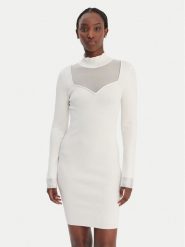 Guess Jeans Sukienka dzianinowa W6RK61 Z4842 Biały Regular Fit. Białe sukienki Guess Jeans, m, z aplikacjami, z dzianiny, bez kołnierzyka, bez ramiączek. Za 529.99 zł.