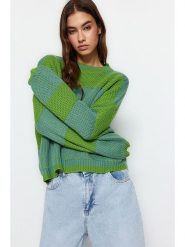 Trendyol Sweter w kolorze zielonym rozmiar: S. Zielone swetry Trendyol, s, bez wzorów, ze splotem, bez ramiączek. Za 88.43 zł.