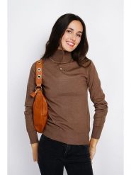 ASSUILI Golf w kolorze brązowym rozmiar: 38. Brązowe golfy Assuili, bez wzorów, z kaszmiru, bez ramiączek. Za 113.99 zł.