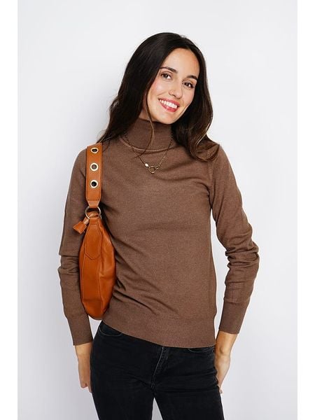 ASSUILI Golf w kolorze brązowym rozmiar: 38. Brązowe golfy Assuili, bez wzorów, z kaszmiru, bez ramiączek. Za 113.99 zł.