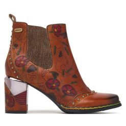 Botki Laura Vita. Czerwone botki Laura Vita, bez wzorów, bez obcasa, na słupku, bez zapięcia. Za 689.99 zł.