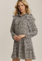 Czarna Sukienka Qyrrahne. Czarne sukienki Renee, l, bez wzorów, bez kołnierzyka, bez ramiączek, mini, rozkloszowane. Za 59.99 zł.
