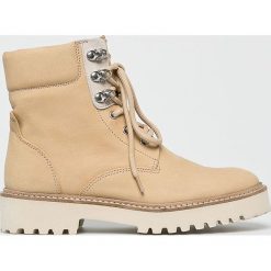 Marc O'Polo - Botki. Zielone botki Marc O'Polo, bez wzorów, z materiału, bez obcasa, na obcasie, bez zapięcia. W wyprzedaży za 679.90 zł.