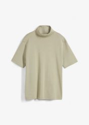 Shirt z golfem, z czystej bawełny organicznej. Czarne golfy bonprix, bez wzorów, z bawełny, bez ramiączek. Za 24.99 zł.