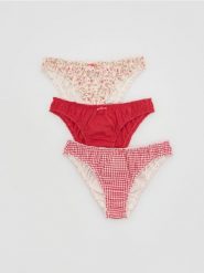 Wzorzyste majtki figi 3 pack - czerwony. Czerwone figi Reserved, l, bez wzorów. Za 59.99 zł.