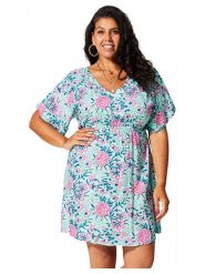 Aller Simplement Sukienka w kolorze turkusowo-jasnoróżowym rozmiar: 46/48. Różowe sukienki Aller Simplement, bez wzorów, z wiskozy, bez kołnierzyka, bez ramiączek, mini. Za 78.99 zł.