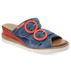 Niebiesko-Czerwone Klapki Artiker Stylowe Jeansowe Klapki Damskie Na Koturnie. Czerwone klapki Artiker, bez wzorów, z gumy, bez obcasa, na koturnie. Za 239.00 zł.