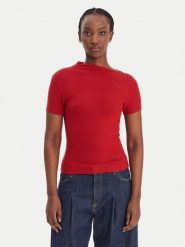 Guess Bluzka W6RP16 KD012 Czerwony Regular Fit. Czerwone bluzki Guess, xxl, z aplikacjami, z syntetyku, bez kołnierzyka, bez ramiączek. Za 219.99 zł.