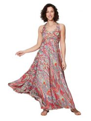 Ipanima Sukienka w kolorze zielono-czerwonym rozmiar: 38/40. Czerwone sukienki Ipanima, bez wzorów, klasyczne, bez kołnierzyka, bez ramiączek, maxi, rozkloszowane. Za 78.99 zł.