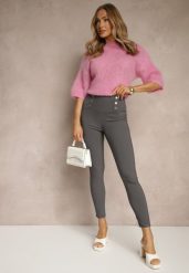 Szare Legginsy High Waist z Ozdobnymi Guzikami Kolowenia. Szare legginsy Renee, l, bez wzorów, z jeansu, z podwyższonym stanem. Za 39.99 zł.