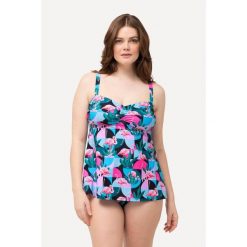 Damskie Tankini flamingi miękkie miseczki regulowane ramiączka z recyklingu. Czarne bielizna sportowa Ulla Popken, m, bez wzorów, z elastanu. Za 294.99 zł.
