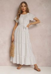 Biała Sukienka z Wiskozy Ampolea. Białe sukienki Renee, na imprezę, na lato, l, bez wzorów, z materiału, bez kołnierzyka, bez ramiączek, maxi. Za 49.99 zł.