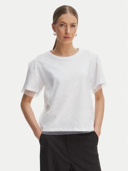 Rinascimento T-Shirt CFC0128089003 Biały Regular Fit. Białe t-shirty Rinascimento, s, bez wzorów, z bawełny, bez kołnierzyka, bez ramiączek. Za 175.99 zł.