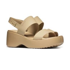 Damskie sandały Crocs Brooklyn Sky Sandal 212250-2NB. Brązowe sandały Crocs, bez wzorów, z materiału, wakacyjne, z okrągłym noskiem, bez obcasa, bez zapięcia. Za 259.00 zł.